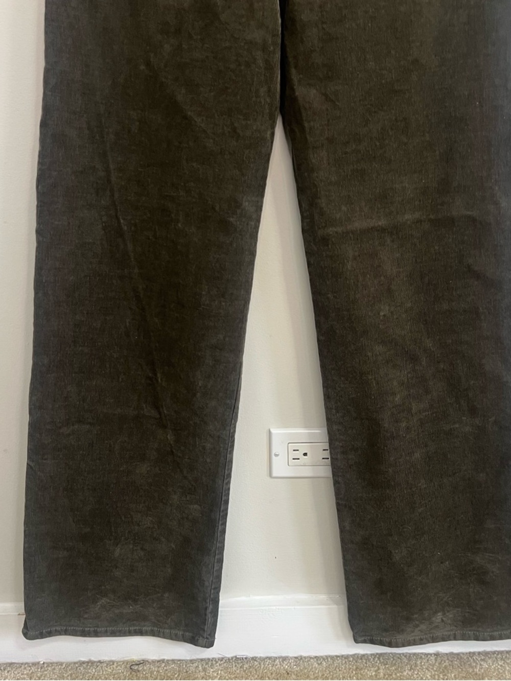 NWT Zara Dark Olive/Brown Corduroy Pants Career Careerwear Work Office Wide Leg - Picture 7 of 9